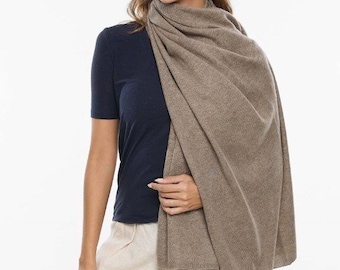 Cashmere Taupe Thick Travel Handmade Natural scarf/shawl wrap