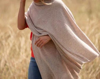 Cashmere Beige Travel Wrap Handmade&Natural Thick scarf/shawl