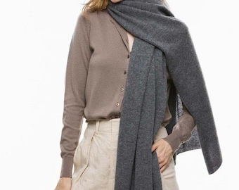 Cashmere Dark Grey Thick Travel Handmade Natural scarf/shawl wrap