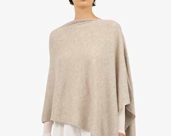 Cashmere Beige Natural Handmade Poncho/Cape One Size Fits All