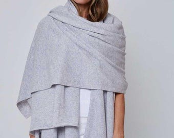 Cashmere Light Grey Travel Wrap Handmade&Natural Thick scarf/shawl