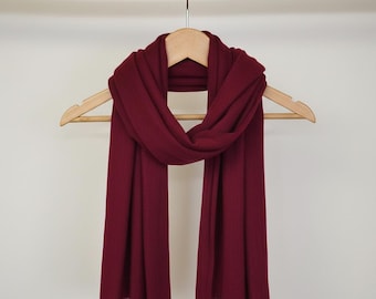 Handmade Cashmere Bordeaux RED burgundy Natural scarf/shawl wrap
