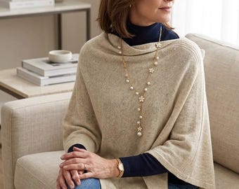 Cashmere Cream Natural Handmade Poncho/Cape One Size Fits All