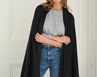 Cashmere Charcoal Thick Travel Handmade Natural scarf/shawl wrap