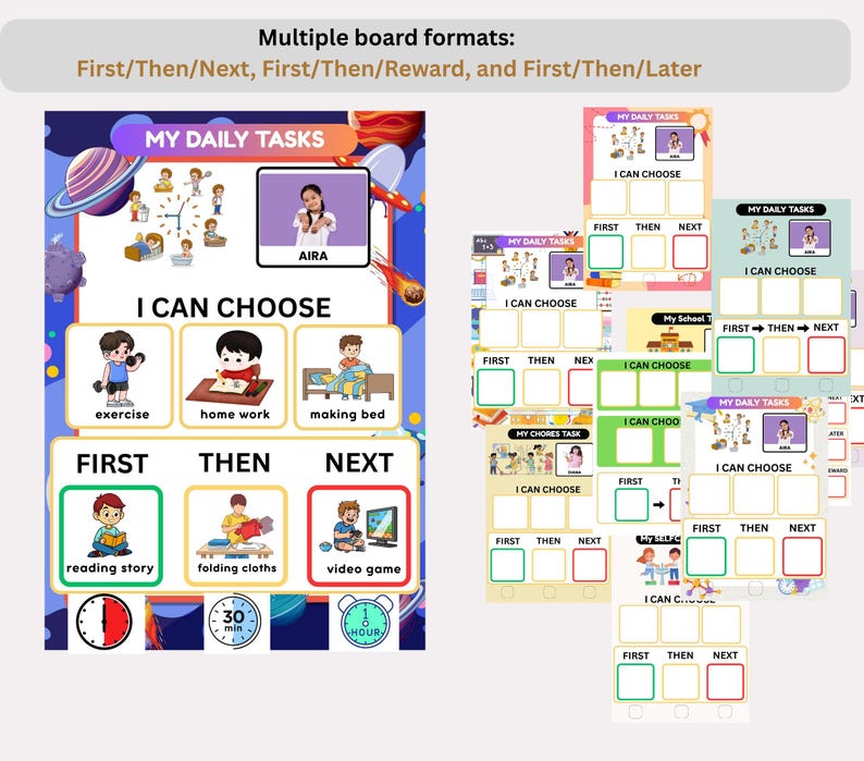 First Then Timer First Then Boards Bundle | Daily Routine Chart + Reward Chart ...