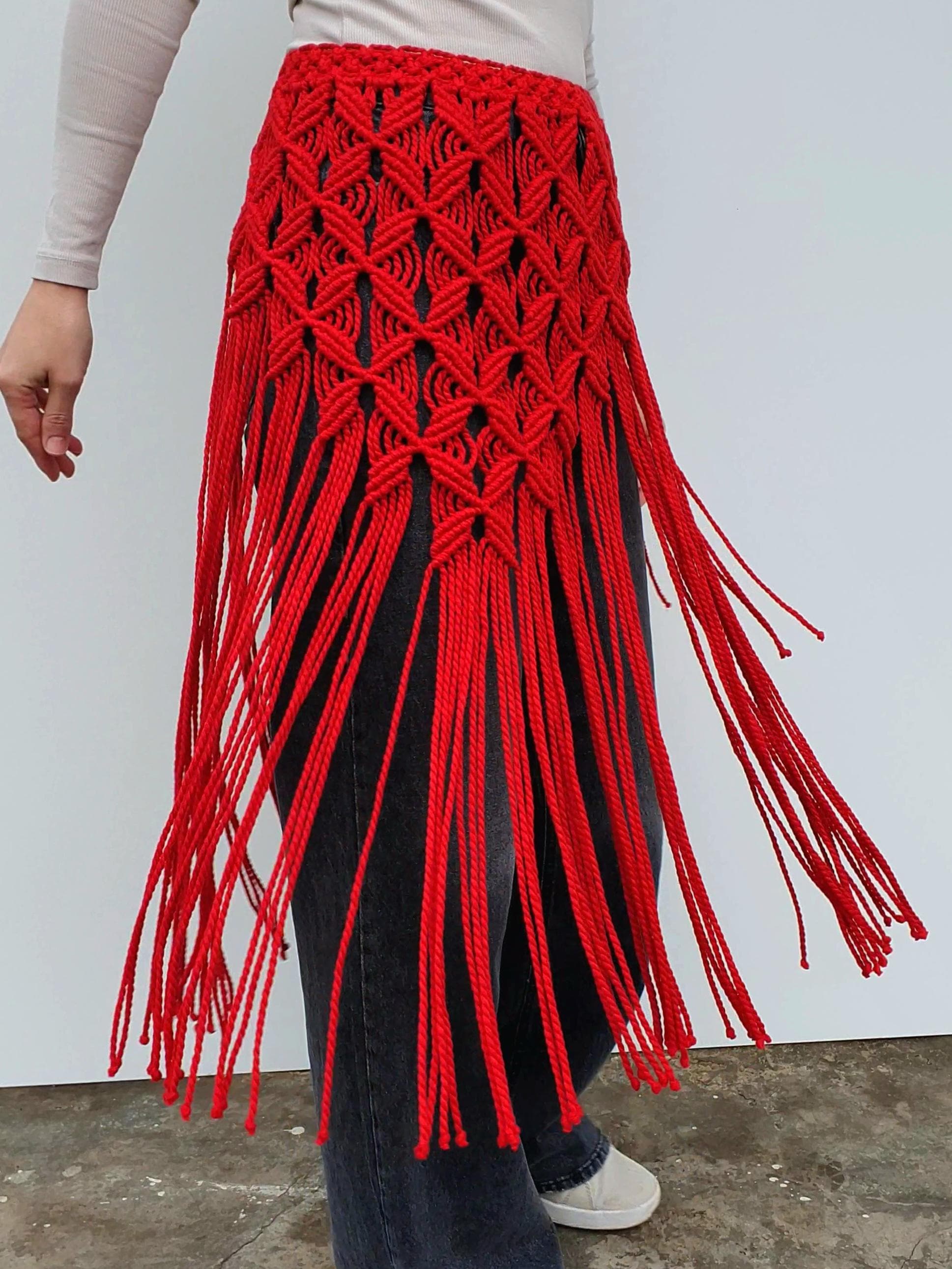Macramé or crochet fringe Festival skirt or belt Macramé belt #macrame main image 3