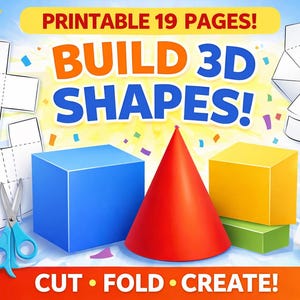 3D Shapes Nets Printable | Fun Geometry Activity for Kids | Cut, Fold & Build Shapes | Easy Math Learning PDF