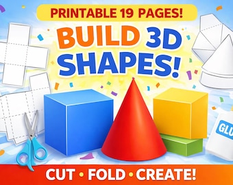 3D Shapes Nets Printable | Fun Geometry Activity for Kids | Cut, Fold & Build Shapes | Easy Math Learning PDF