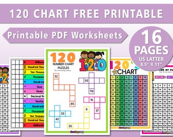 120 Number Chart Bundle | Missing Number Worksheets | 1-120 Math Activities | Kids Learning Printable | Classroom Homeschool PDF (16 Pages)