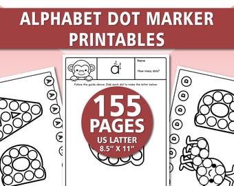 Alphabet Dot Marker Pintables | Dab a Dot Worksheets Bundle | ABC Do a Dot Pages | Preschool Learning Activity | Toddler Worksheets PDF