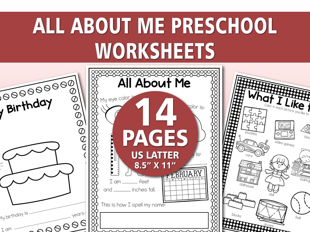 All About Me Preschool Worksheets Printable | Back to School Activity ...