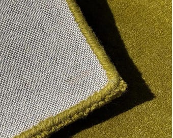 Handgjord olivgrön ullmatta – Modern minimalistisk tuftad matta