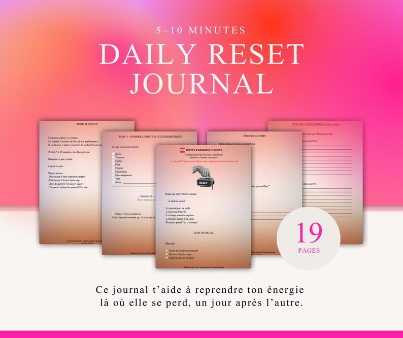 RYG-001 - Daily Reset Journal – Printable Wellness Journal for Women | Mental & Emotional Reset | Anti-Stress Routine | Feminine Energy Journaling image 2