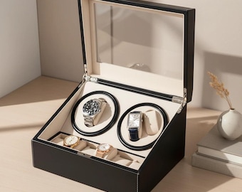 4+6 Watch Winder Box, Automatic Watch Shaker with PU Leather, Mechanical Watch Display Storage Case