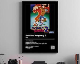 Sonic the Hedgehog 2-poster: gamekamerkunst, videogameprint