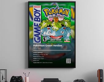 Poster Pokemon groene versie: gamekamerkunst, videogameprint