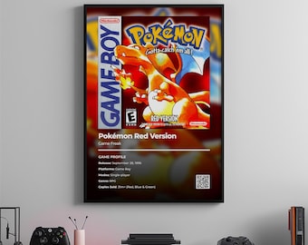 Poster Pokemon rode versie: gamekamerkunst, videogameprint