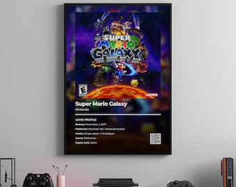 Super Mario Galaxy-poster: gamekamerkunst, videogameprint