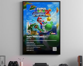 Super Mario Galaxy 2-poster: gameroomkunst, videogameprint