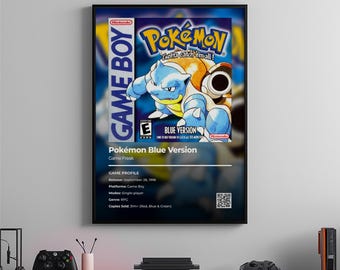 Pokemon Blue Version-poster: gameroomkunst, videogameprint
