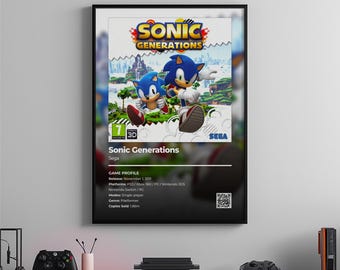 Sonic Generations-poster: gamekamerkunst, videogameprint