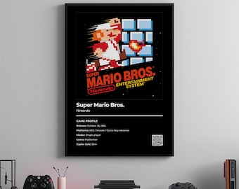 Super Mario Bros.-poster: gamekamerkunst, videogameprint