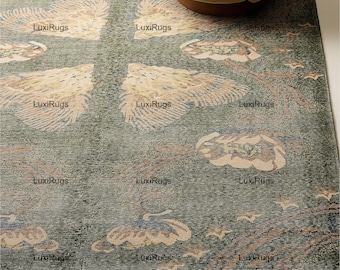 Ardito Hand-Knotted Green New Zealand Wool Rug, 9x12 Hand-Knotted Oushak, Green Rugs, 10x14 carpet, 12x15 Rug, Rugs In Any Sizes Available