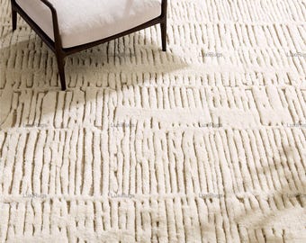 Alfombra Emerson de lana blanca cálida anudada a mano de 10 x 14 pulgadas, alfombra de lana neozelandesa, alfombras grandes con nudo suave, decoración para dormitorio