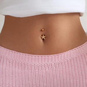 Piercing de umbigo em formato de estrela-do-mar dourada com cristais – Joia para piercing de umbigo na praia