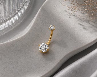 Zierliche Gold CZ Nabel Ring | Minimalistischer Bauchnabel Piercing Schmuck