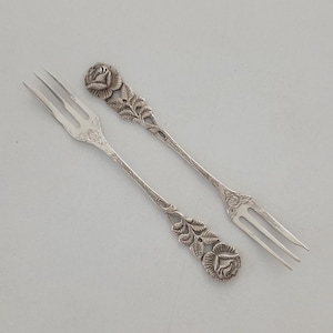 Fourchettes Antiko en argent 800 – Motif Rose Hildesheimer – Argent massif allemand vintage 800