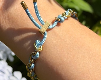 Gold Paracord Bracelet, Adjustable Minimalist Friendship Bracelet with 14k PVD Gold Plating, Waterproof Modern Bracelet with Engraving