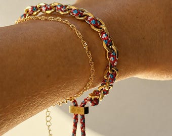 Gouden paracord armband, verstelbare minimalistische damesarmband, koordarmband met 14k PVD-goudplating, waterdichte moderne armband met gravure