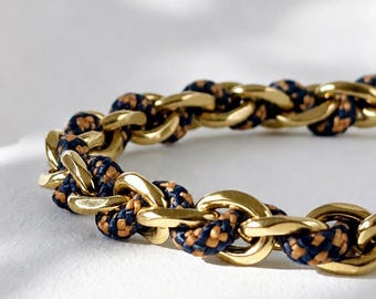 Adjustable paracord bracelet, minimalist women's jewelry, cord bracelet with 14k PVD gold plating, waterproof modern bracelet with engraving