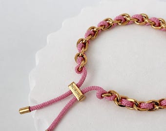 Adjustable paracord bracelet, minimalist women's jewelry, cord bracelet with 14k PVD gold plating, waterproof modern bracelet with engraving