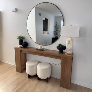 Farmhouse Wood Console Table | Narrow Entryway Sofa Table, 70.9 Inch Long