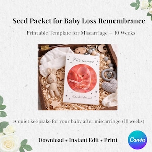 Editable Seed Packet Template for Miscarriage 10 Weeks Planting Memorial Baby Loss Printable Canva