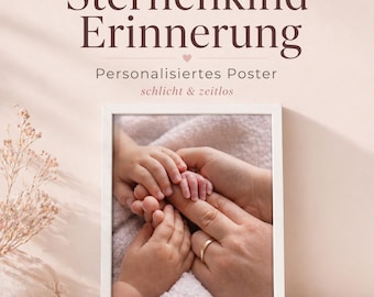 Sternenkind Erinnerung gerahmt – Personalisiertes Poster Fehlgeburt – Babyverlust Andenken – schlichtes Wandbild Gedenken
