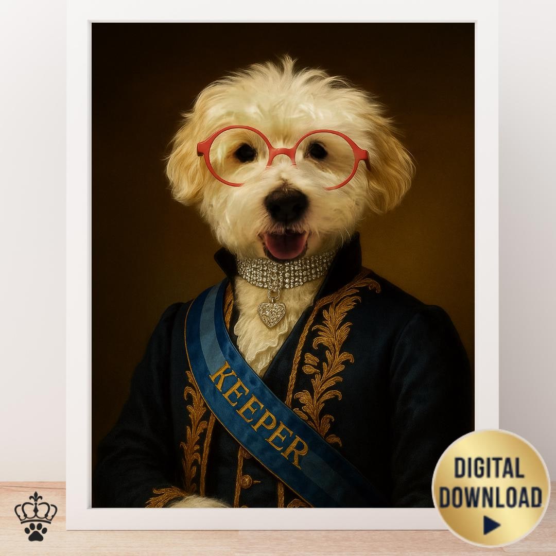 Custom Royal Pet Photo Portrait in Renaissance Costume - Custom Digital ...