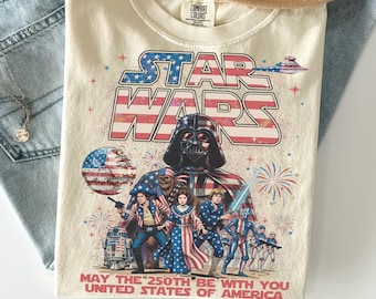 Star Wars may the 250th be with you Png, Star Wars 4th of July Tee, USA Flag Shirt, Independence Day Png, Disneyland Galaxy's Edge Trip