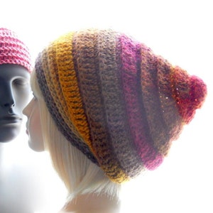 Haakpatroon The Lassen Slouchy Hat, omkeerbare muts met textuur, puntige top of 'vulkaantop', muts van kamgaren, leuk om te maken
