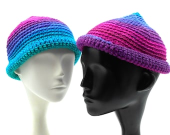 Pixie(ish), a Crochet Pattern for a Beanie in 3 Lengths, with a Pointy Top and a Rolled Brim, Quick to Make in Worsted Yarn