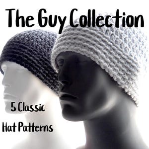 The Guy Collection, 5 Unisex Hat PDF Patterns Based on the Original Chunky Guy Beanie