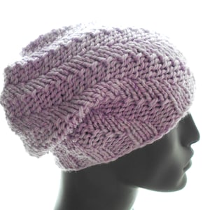 Chunky Spiral Beanie and Slouchy Hat Knitting Pattern, Easy Knit-and-Purl Texture