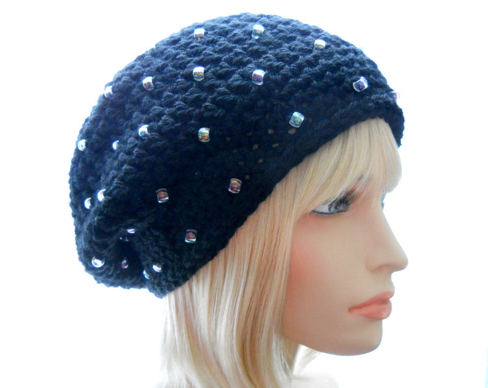 35 Beaded Crochet Patterns to Add Sparkle, Texture, and Giftable Charm 17 Crochet Hat Pattern: The Starlit Beaded Slouchy