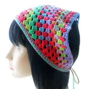 The Hannah Bandanna Kerchief Crochet Pattern, Granny Stitches in a Sassy Unisex Kerchief, Easy and Fun to Make, Use Any Weight Yarn image 1