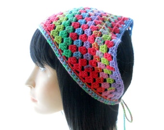 The Hannah Bandanna Kerchief Crochet Pattern, Granny Stitches in a Sassy Unisex Kerchief, Easy and Fun to Make, Use Any Weight Yarn