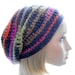 Wool - Blend Slouchy Hat, Gray Crochet Beanie Hat, Wavy Stripes Hat, Medium to Large Size Hat