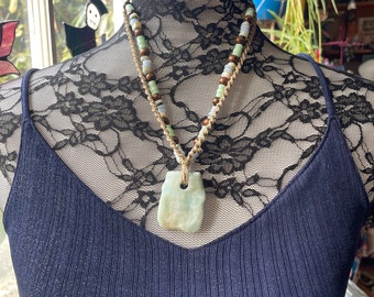 Amazonite Hemp Macrame Necklace