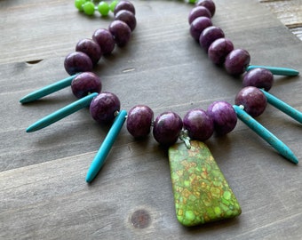 Magnesite Beaded Statement Necklace